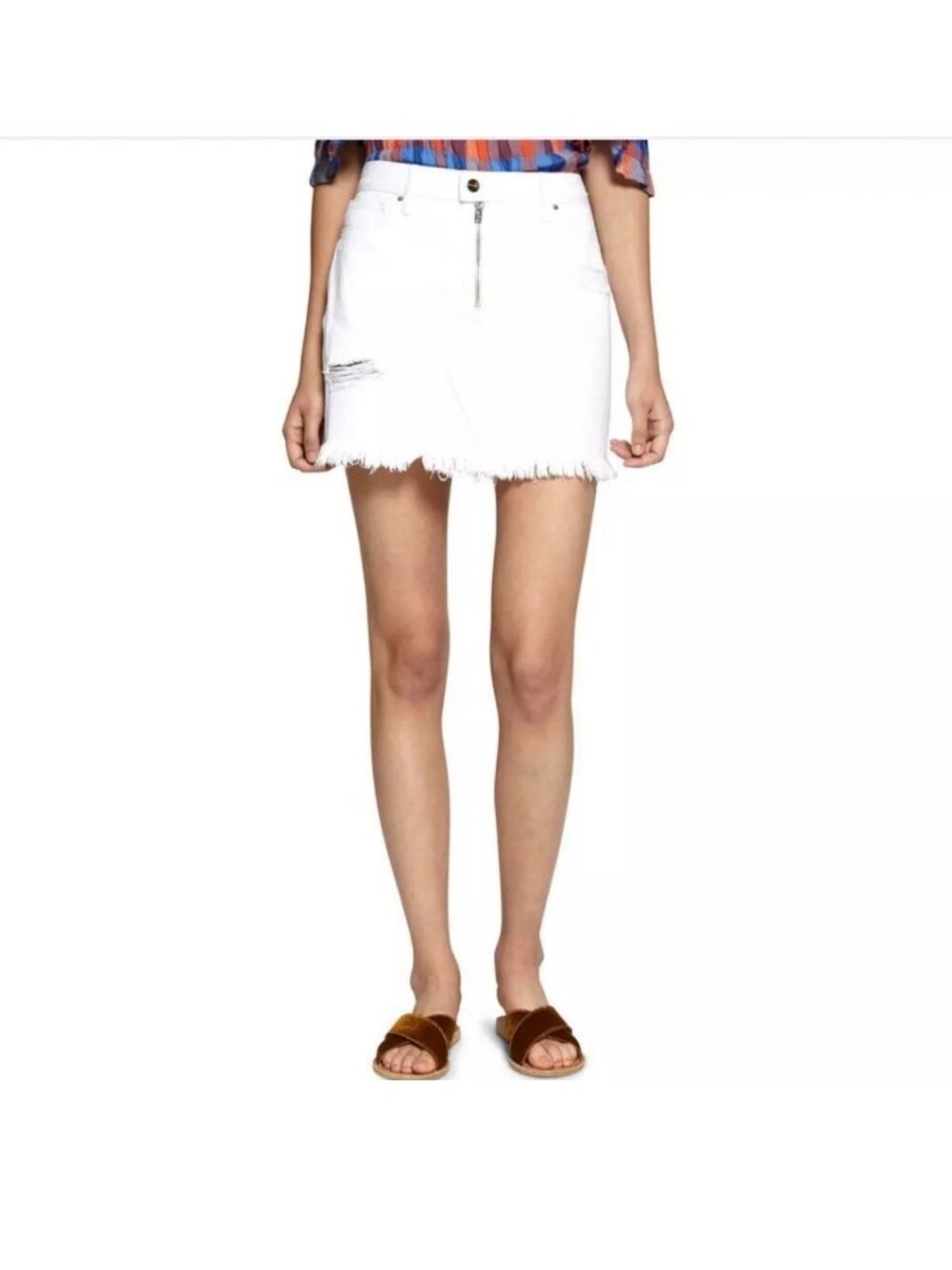 Sanctuary Women's White Distressed Denim Skirt Size 30